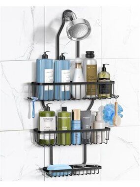 Shower Caddy Hanging Organizer 3 Tier Bathroom Shelf No Drill Over Head Storage